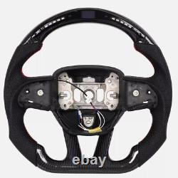 Carbon Fiber LED Flat Sport Steering Wheel No Heated For Chrysler 300 2015-2022