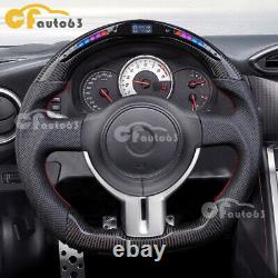 Carbon Fiber LED Perforated Leather Steering Wheel For 12-16 Toyota GT86 BRZ