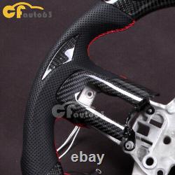 Carbon Fiber LED Sport Steering Wheel Fit 15+ Ford Mustang with CF Trim & Paddle