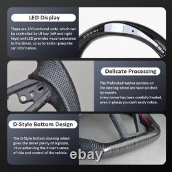 Carbon Fiber LED Steering Wheel Fit Dodge RAM 1500 with Heated 2019-2024 Manual