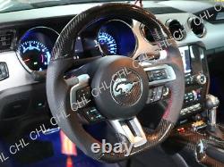 Carbon Fiber & Leather Steering Wheel Frame For 2015-2018 Ford Mustang GT