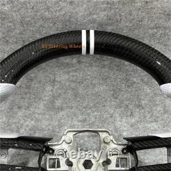 Carbon Fiber Leather White Center Strip Steering Wheel for2018-2020 Ford Mustang