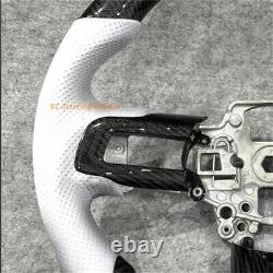Carbon Fiber Leather White Center Strip Steering Wheel for2018-2020 Ford Mustang