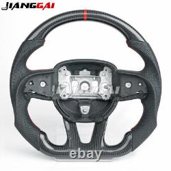 Carbon Fiber Perforated Leather Flat Sport Steering Wheel for 2015+ Chrysler 300