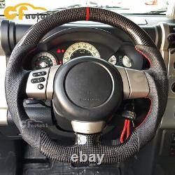 Carbon Fiber Perforated Leather Flat Steering Wheel for 04-17 Toyota FJ Cruiser