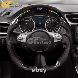 Carbon Fiber Perforated Leather LED Steering Wheel For 2015+ Nissan 370Z Z34