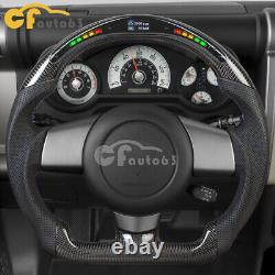 Carbon Fiber Perforated Leather LED Steering Wheel for 04-17 Toyota FJ Cruiser