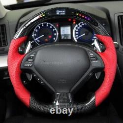 Carbon Fiber Perforated Leather Steering Wheel For 2008+ Infiniti G37 G37X
