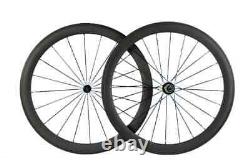 Carbon Fiber Road Bicycle Wheelset 700C 23mm Width Surface R13 Hub Clincher
