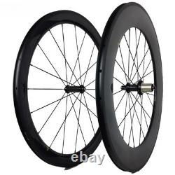 Carbon Fiber Road Bicycle Wheelset 700C 25mm Width 60mm/88mm Depth Clincher