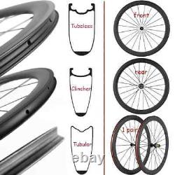 Carbon Fiber Road Bike Wheelset 38/50/60/88mm Clincher / Tubular Bicycle Wheels