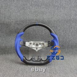 Carbon Fiber Steering Wheel Blue Stripe Fit Dodge Charger Challenger RT 11-14