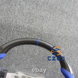 Carbon Fiber Steering Wheel Blue Stripe Fit Dodge Charger Challenger RT 11-14