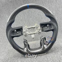 Carbon Fiber Steering Wheel Blue Stripe withHeated Fit Dodge Ram Rebel 2019-2024