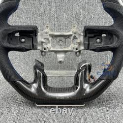 Carbon Fiber Steering Wheel Blue Stripe withHeated Fit Dodge Ram Rebel 2019-2024