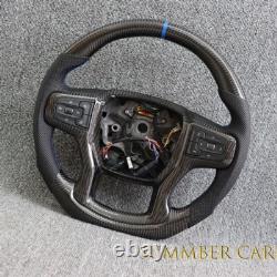 Carbon Fiber Steering Wheel Fit Silverado Suburban Tahoe WithHeated 2021-2024