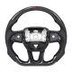 Carbon Fiber Steering Wheel Nappa Preforated Leather Red Stitching Fit for Dodge