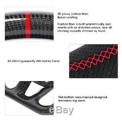 Carbon Fiber Steering Wheel Nappa Preforated Leather Red Stitching Fit for Dodge