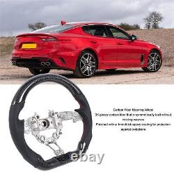 Carbon Fiber Steering Wheel Perforated Leather Flat Bottom For Kia Stinger 18-23