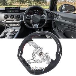Carbon Fiber Steering Wheel Perforated Leather Flat Bottom For Kia Stinger 18-23