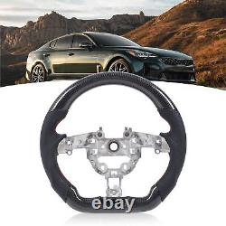 Carbon Fiber Steering Wheel Perforated Leather Flat Bottom For Kia Stinger 18-23