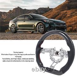 Carbon Fiber Steering Wheel Perforated Leather Flat Bottom For Kia Stinger 18-23