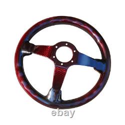 Carbon Fiber Steering Wheel Racing Drift Car Gloss 6 Holes 14 350mm Red US