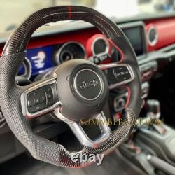 Carbon Fiber Steering Wheel Red Stripe withHeated Fit Jeep Gladiators JL 2018+