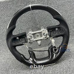 Carbon Fiber Steering Wheel Sliver Stripe withHeated Fit Dodge Ram Rebel 2019+