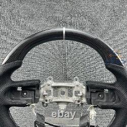 Carbon Fiber Steering Wheel Sliver Stripe withHeated Fit Dodge Ram Rebel 2019+