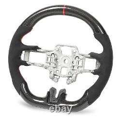 Carbon Fiber Steering Wheel Suede Red Stitching Fit For Mustang EcoBoost