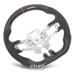 Carbon Fiber Steering Wheel Suede Red Stitching Fit For Mustang EcoBoost