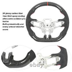 Carbon Fiber Steering Wheel Suede Red Stitching Fit For Mustang EcoBoost