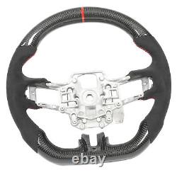 Carbon Fiber Steering Wheel Suede Red Stitching Fit For Mustang EcoBoost