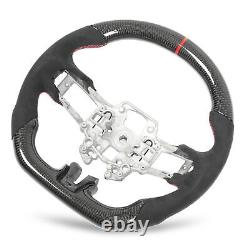 Carbon Fiber Steering Wheel Suede Red Stitching Fit For Mustang EcoBoost