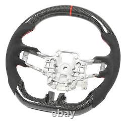 Carbon Fiber Steering Wheel Suede Red Stitching Fit For Mustang EcoBoost