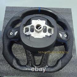 Carbon Fiber Steering Wheel WithBlue Stripe Fit Dodge Charger SRT 15+ None Heated