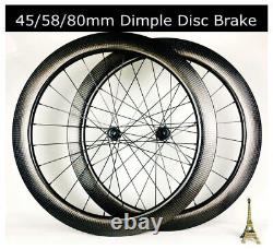 Carbon Fiber Wheelset Road Bike Wheels 700C 4525mm Disc Brake Clincher