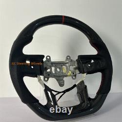 Carbon Fiber black Leather Steering Wheel For 2019 -2023 Dodge RAM Replacement