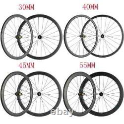 Carbon Road Bike Disc Brake Wheelset Tubeless Wheels Clincher 30-60mm Thru-axle