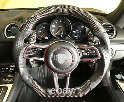 Carbon fiber Flat Steering Wheel for Porsche Mancan Panamera Cayenne 911 718 991