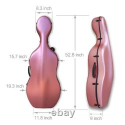 Cello Case 4/4 Carbon Fiber hard shell with Wheels Embedded handle Light