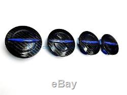 Chrysler 200 300 Blue Black Carbon Fiber Wheel Center Cap x4 Set 11-18 OEM Mopar