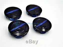 Chrysler 200 300 Blue Black Carbon Fiber Wheel Center Cap x4 Set 11-18 OEM Mopar