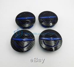 Chrysler 200 300 Blue Black Carbon Fiber Wheel Center Cap x4 Set 11-18 OEM Mopar