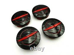 Chrysler 200 300 Red Black Carbon Fiber Wheel Center Cap 4 Set 2011-2018 OEM