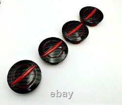 Chrysler 200 300 Red Black Carbon Fiber Wheel Center Cap 4 Set 2011-2018 OEM