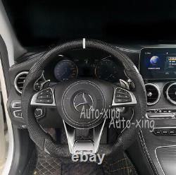 Custom Carbon Fiber Flat Steering Wheel for Mercedes-Benz AMG W205 S63 C63 SL