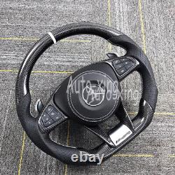 Custom Carbon Fiber Flat Steering Wheel for Mercedes-Benz AMG W205 S63 C63 SL