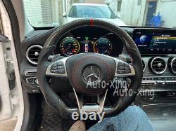 Custom Carbon Fiber Flat Steering Wheel for Mercedes-Benz AMG W205 S63 C63 SL